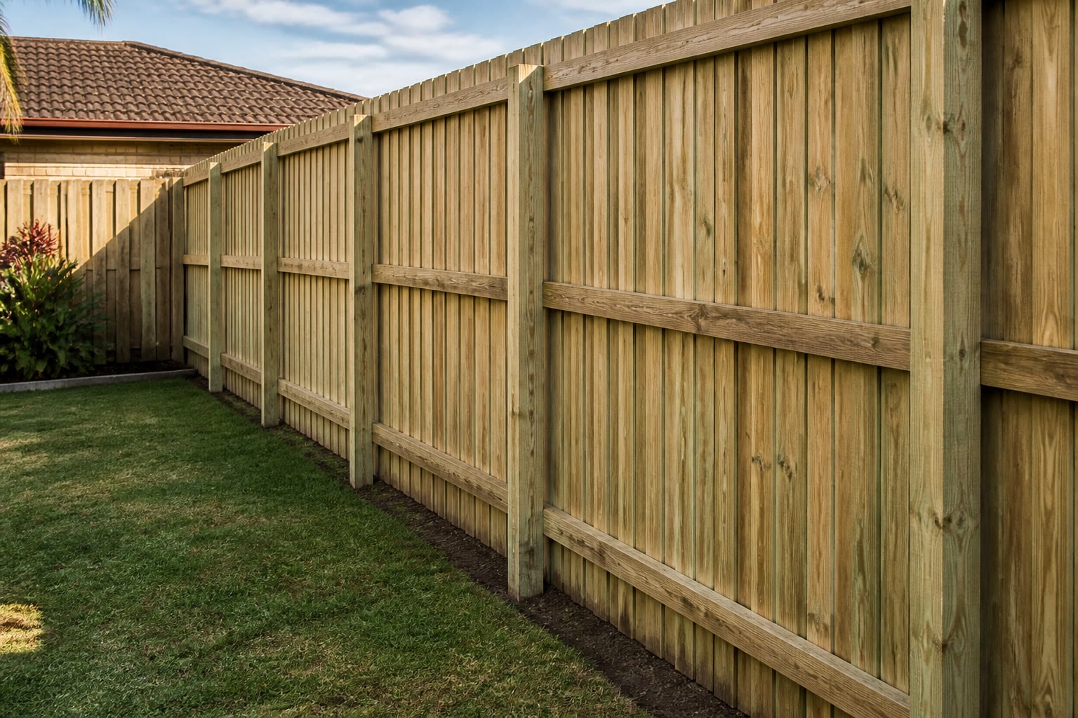 Residential boundary line ready for posts and panels