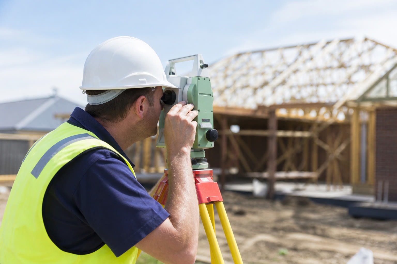 Survey gear set out on a residential building site